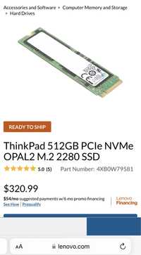Lenovo 512GB Pcie NVME Tlc Opal M. 2 SSD