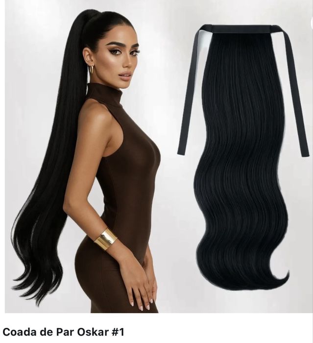 Coadă din păr natural negru  OSKAR DIAMOND LUXE 65 cm