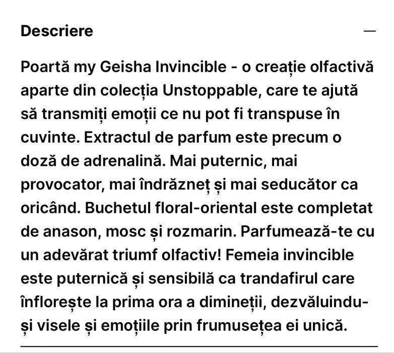 Extrait de parfum My Geisha Invincibile, Pret Redus!