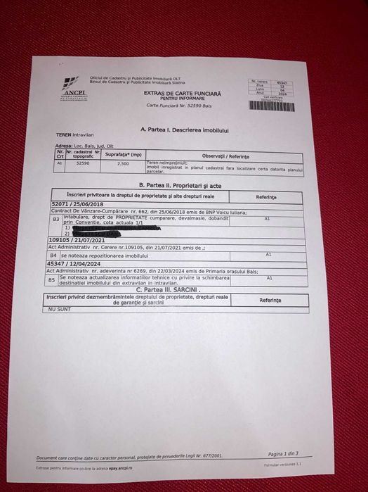 2500 mp intravilan Bals, jud Olt