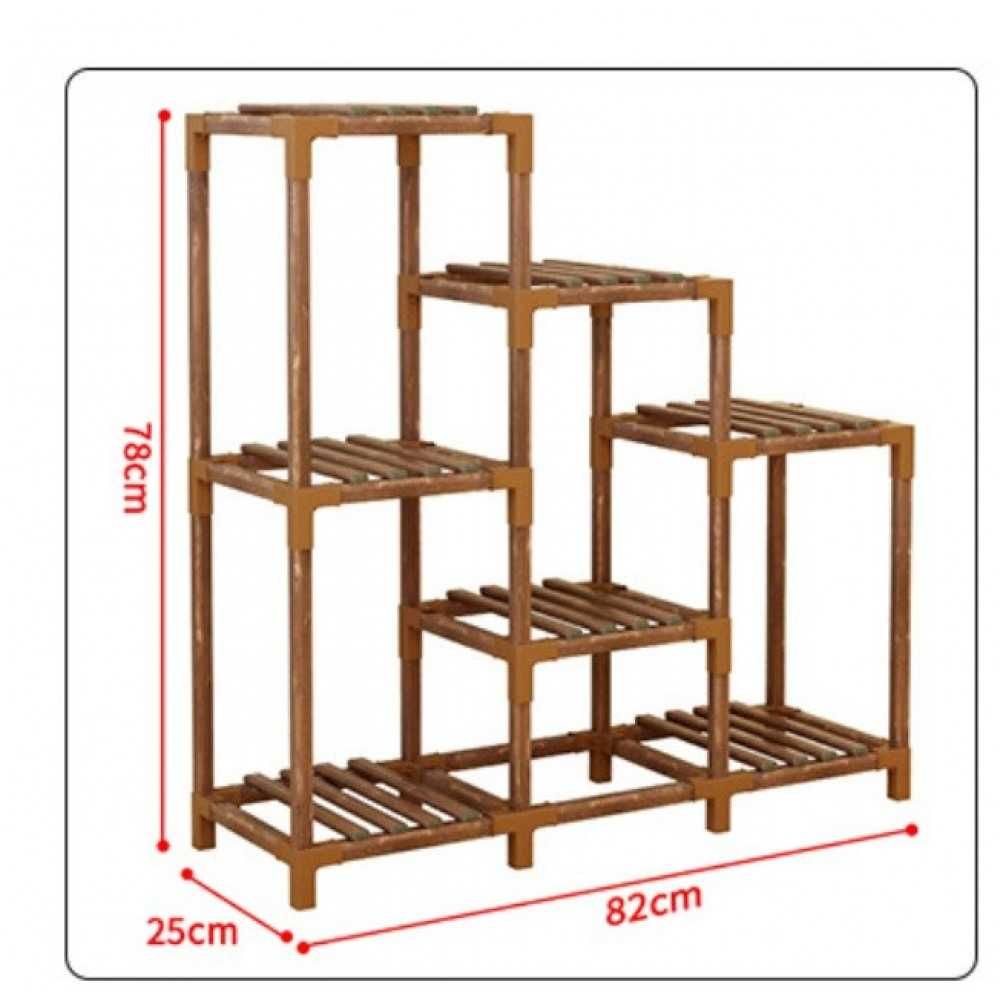 Дървен цветарник, красив цветарник от дърво за 7 саксии