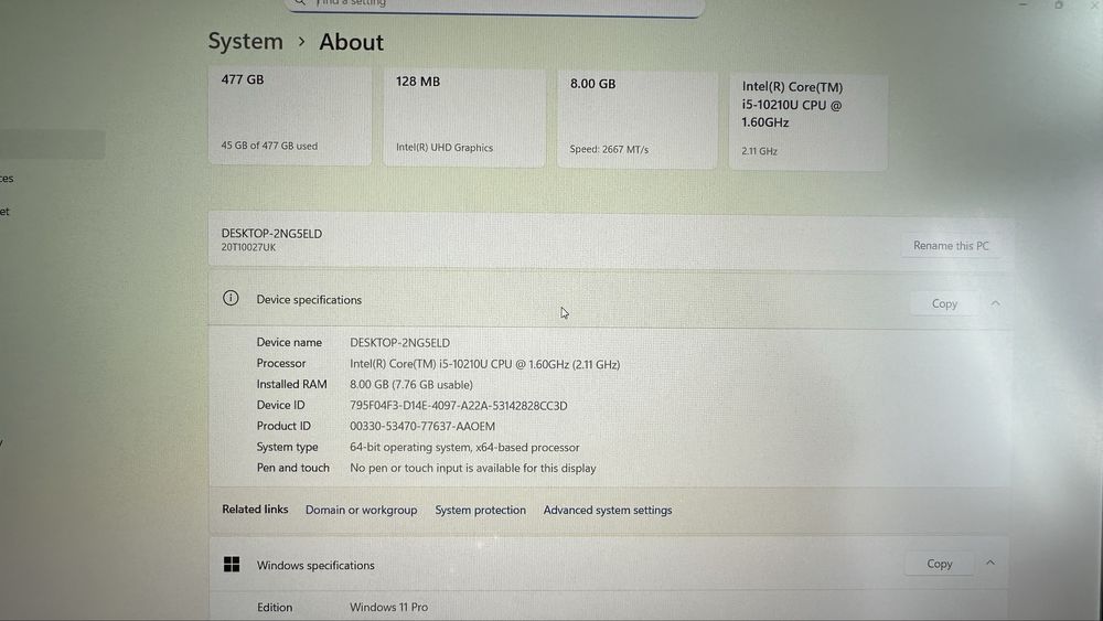 Лаптоп Lenovo Thinkpad T14s Gen 1 Intel i5 -10210u 8GB 512GB SSD
