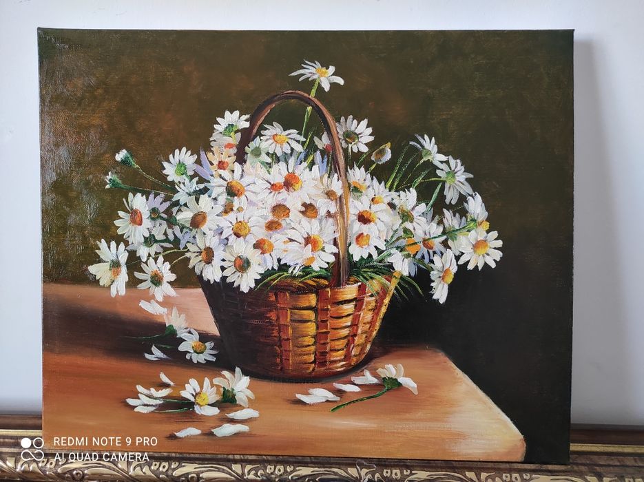 Продам картину.Ромашки.Холст.Масло.размер 50 на 40