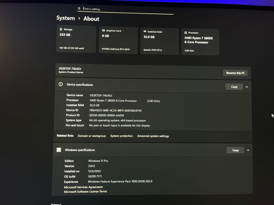 PC GAMING R7 5800x 2070 32gb