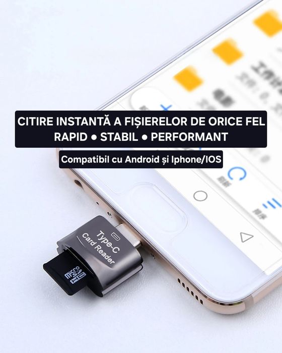 Cititor carduri SD cu breloc USB 3.0.Mufă UsbC. Compatibil Android/IOS
