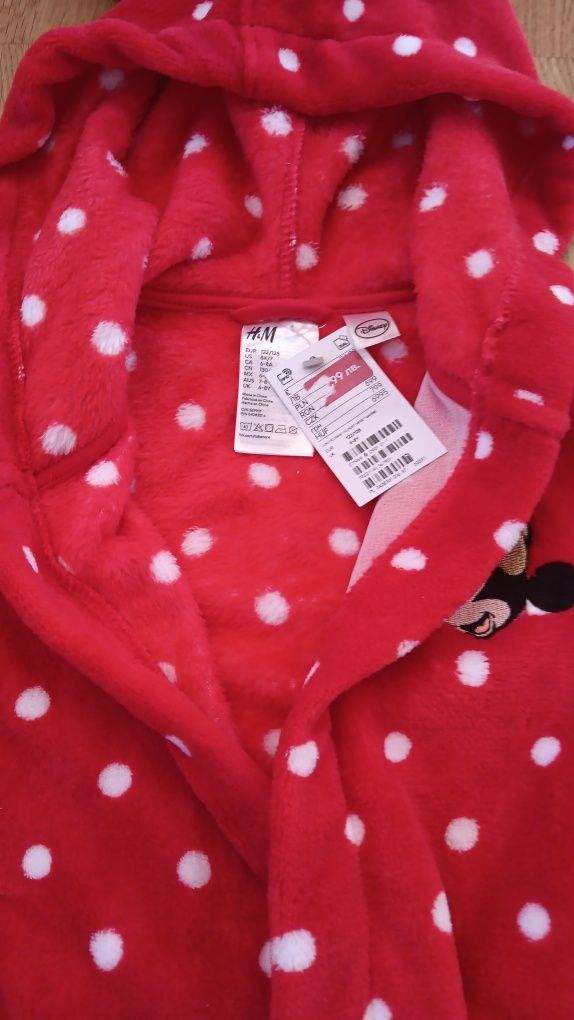 Поларен детски халат, H&M, с етикет, 122-128, 6-8 год, Мини Маус