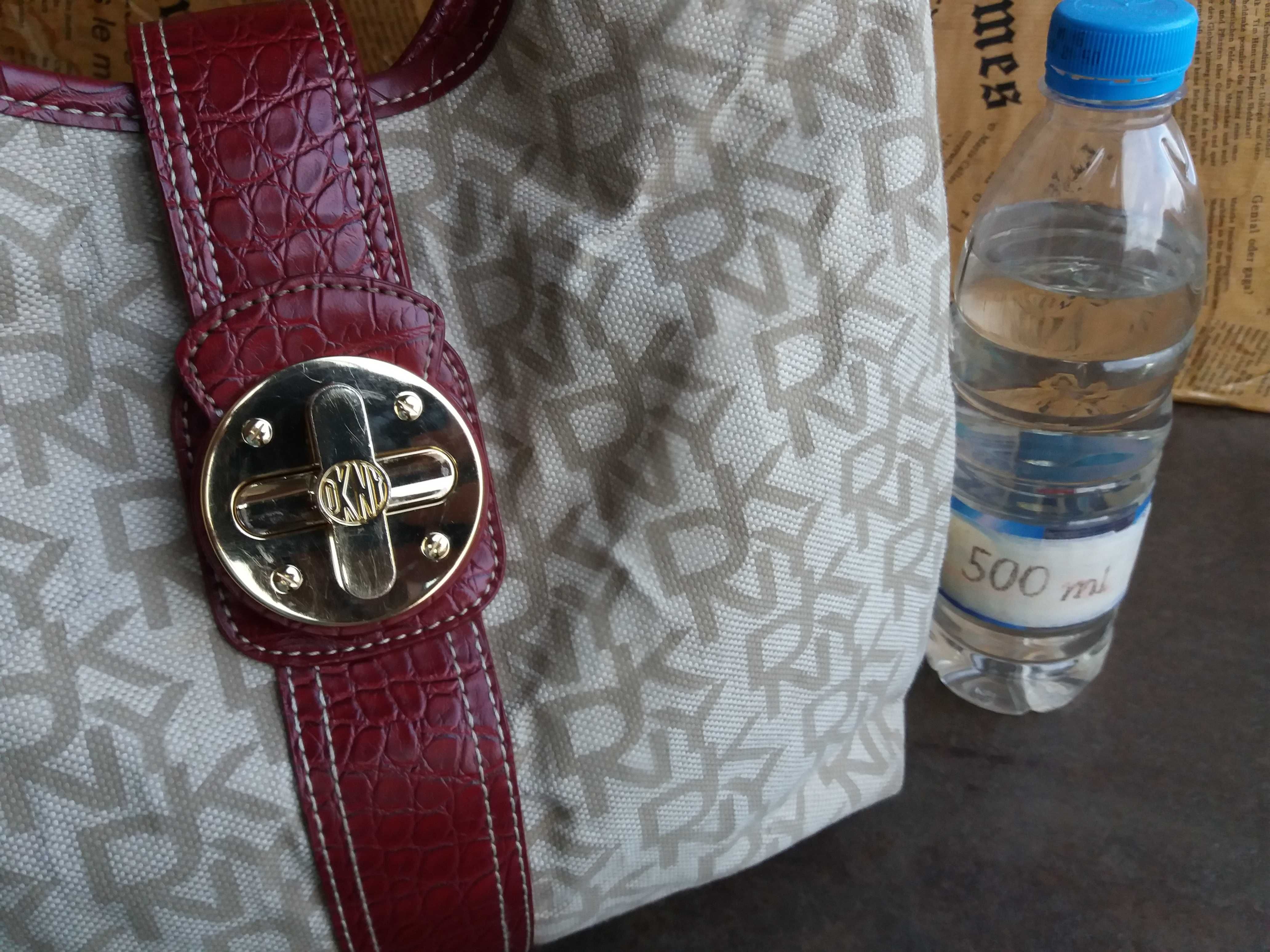 DKNY-като Нова!бежова текстилна чанта,дона карън