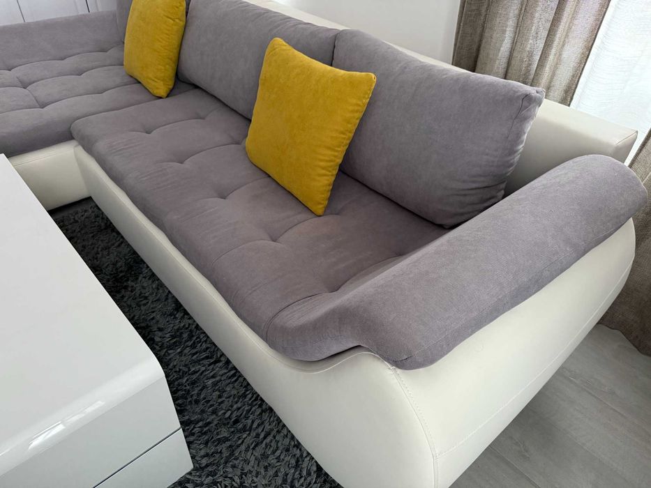 Colțar extensibil Prato, pe stânga, gri, alb