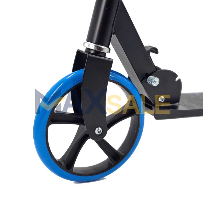 Детска тротинетка сгъваема скутер scooter черно и синьо опорна стойка