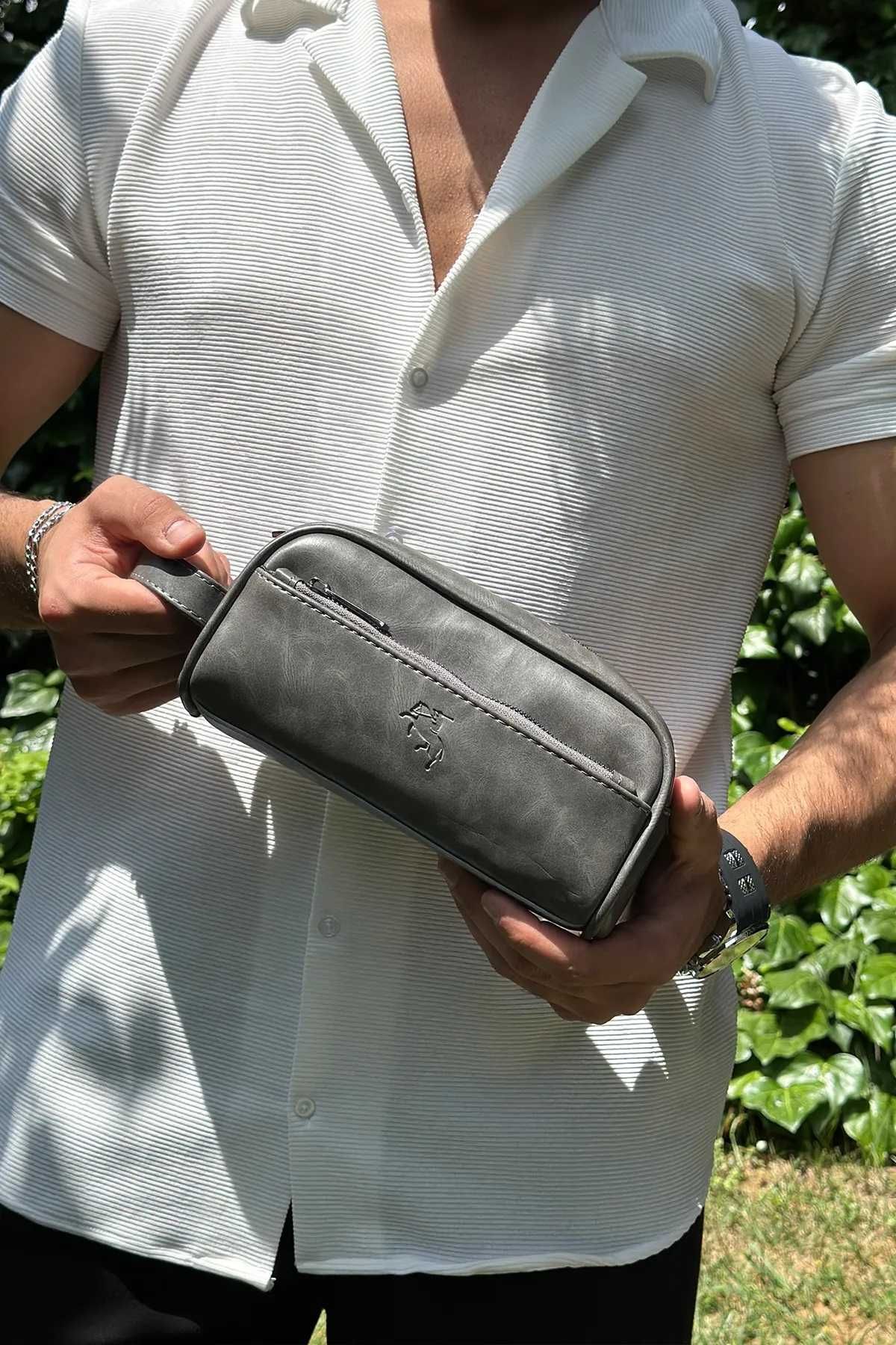 Мъжки комплект, POLO Air,Чанта, Портфейл, Колан, Часовник, Сив