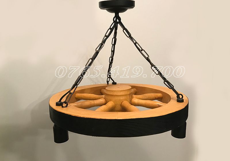 Candelabru din roata de lemn / Lustra din roti de lemn - model rustic