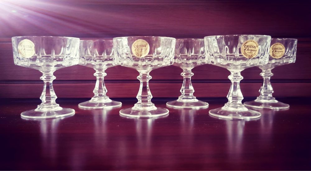 Кристален сервиз чаши бренди вино шампанско Cristal d’Arques антика