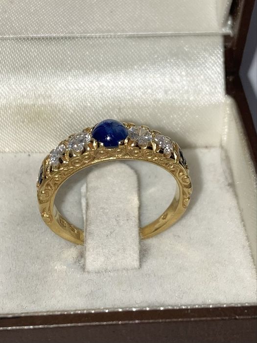 Inel aur 18kt.cu diamante 0.75ct.si safire