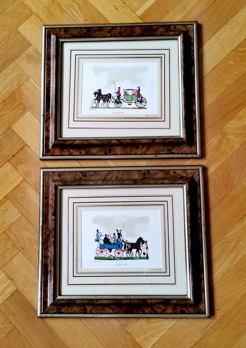 Колекция антикварни картини от дървени гравюри на Henry Lemarte 2бр.