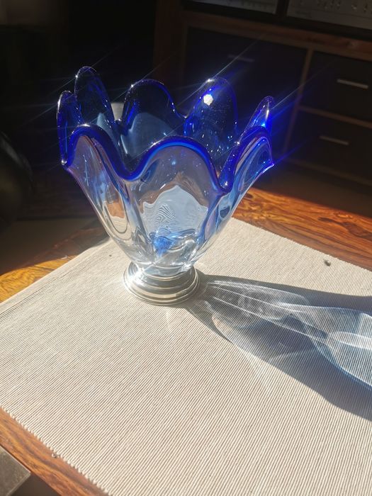 Vaza bol stil murano Cristal Argint