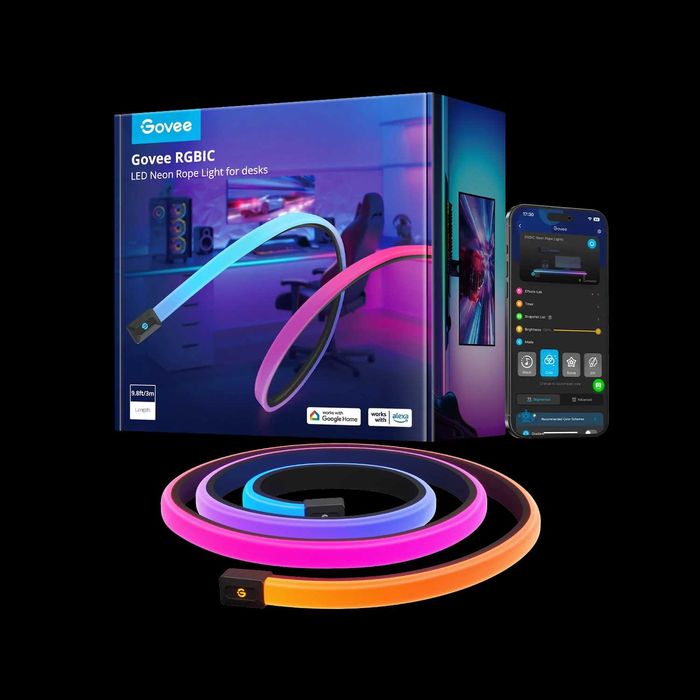 Govee RGBIC LED Neon Rope Lights for Desks - Banda led birou