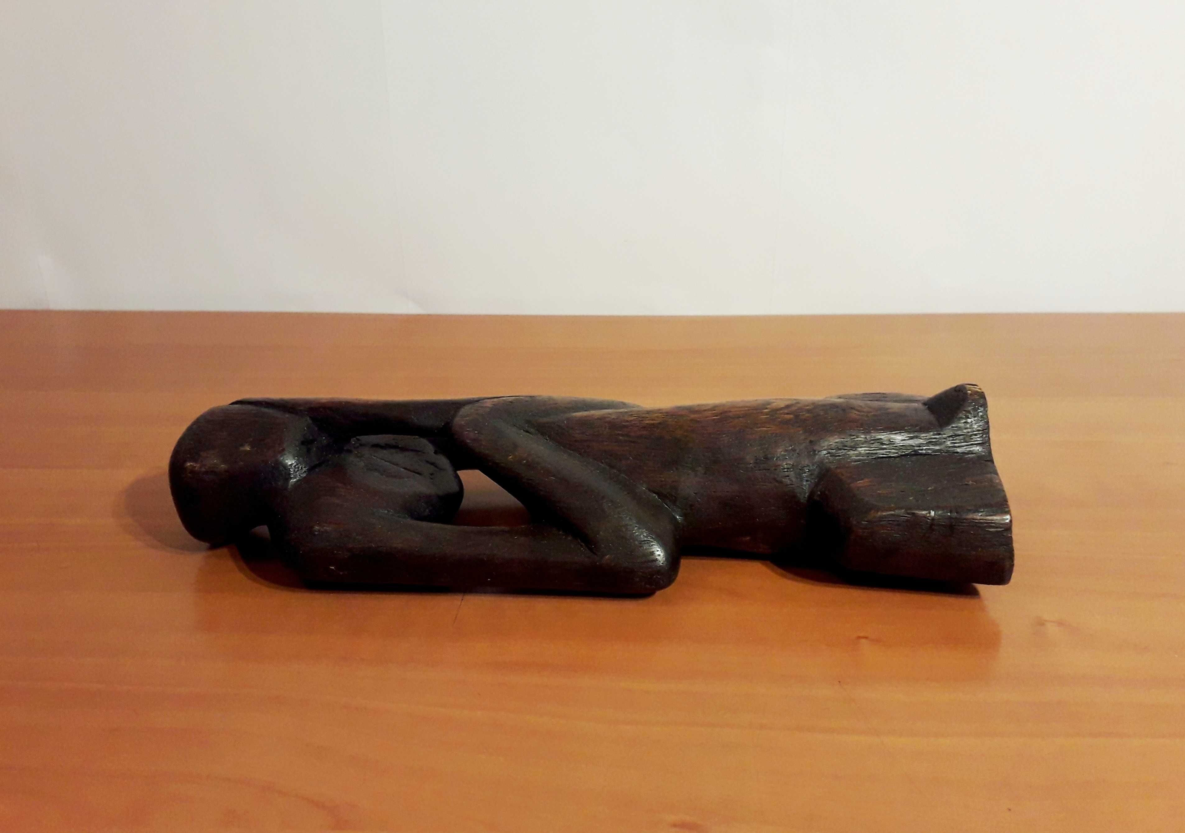 Statueta africana veche „Ganditorul” | lemn exotic sculptat