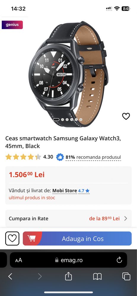Samsung Galaxy watch 3 impecabil