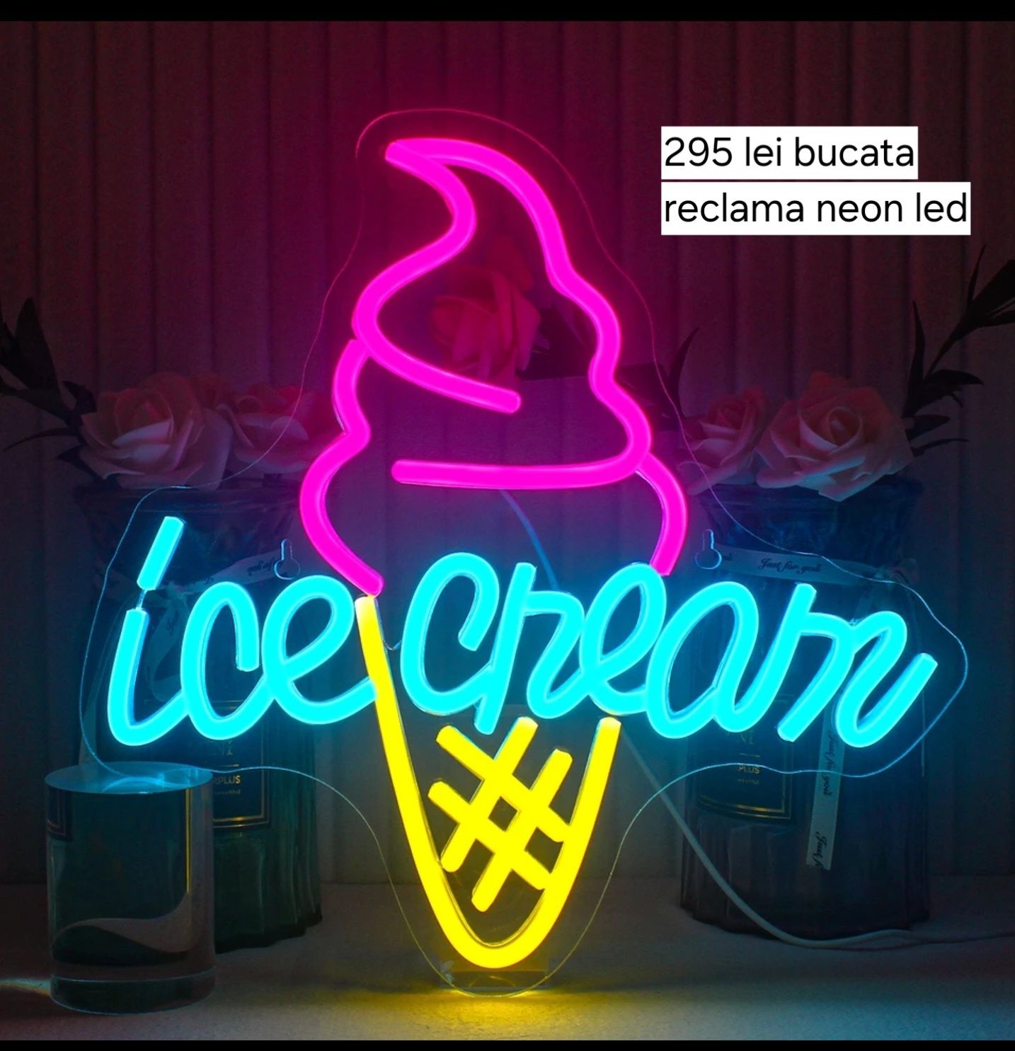 Afis inghetata, neon led, reclama luminoasa