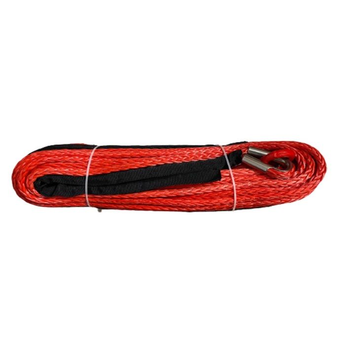 Plasma sintetica rosie cu carlig pentru troliu 12mmX50m OFM4x4