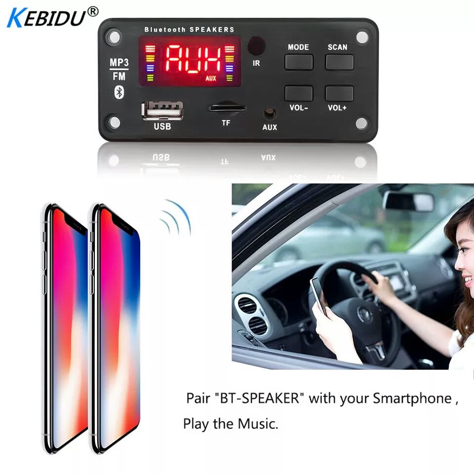 Авто AUDIO Player Bluetooth 5.0 модул за вграждане 5V-12 V,MP3/WMA/SD