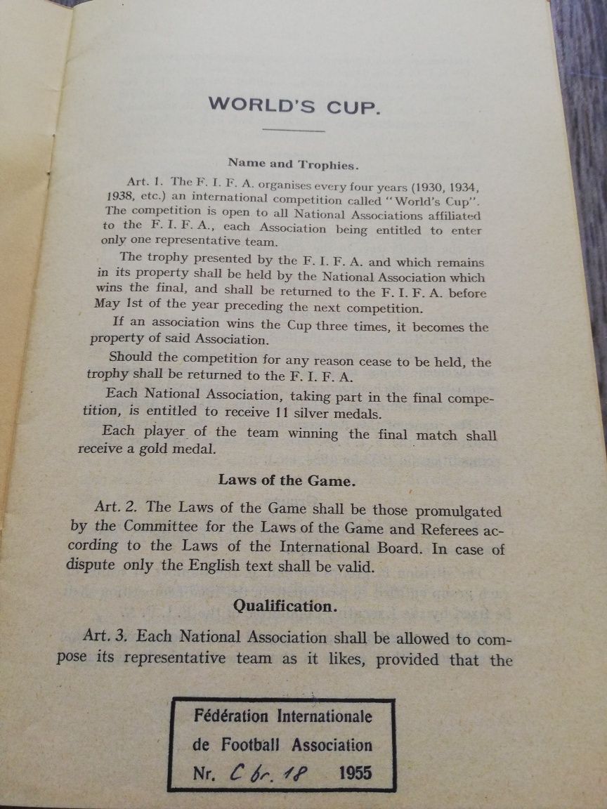 World Cup 1934 Program/Broșură Sportiva Vintage