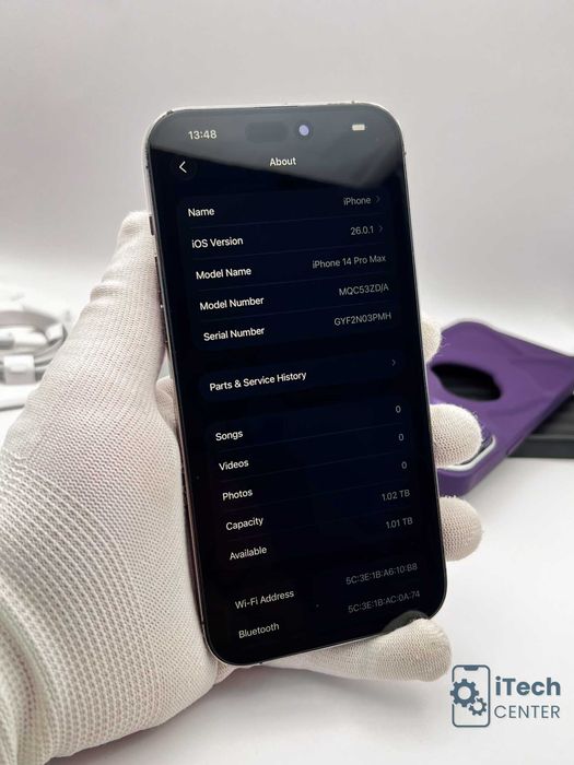 iPhone 14 Pro MAX, 1TB, Deep Purple, 100% батерия, ОТЛИЧЕН, ГАРАНЦИЯ!