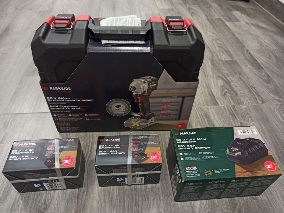 Parkside impact 20V + încărcător + 2 acumulatori de 4 Ah smart - noi!