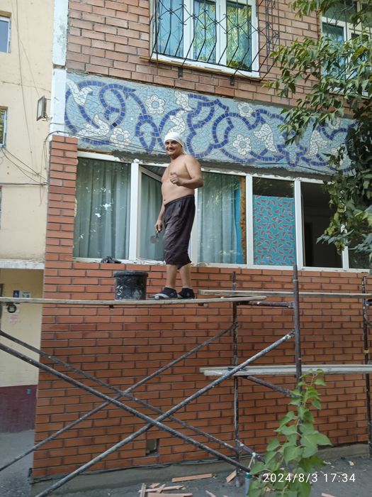 Кладка кирпича Балкона Перегородка Малярным Работа пластик декор