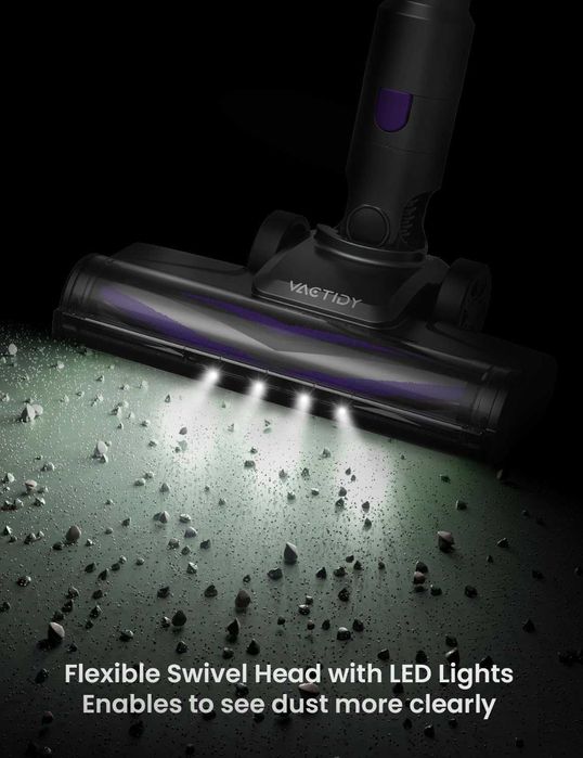 Безжична прахосмукачка Vactidy V8 Pro, тъчдиск дисплей, ANIMAL, Led