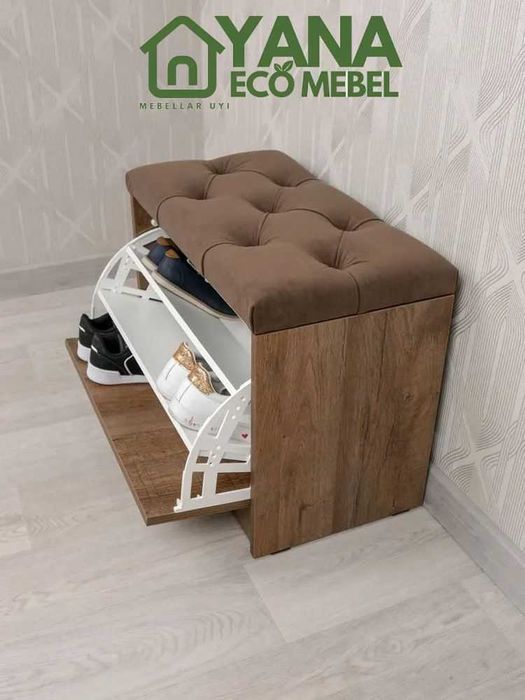 Пуфик-обувница для прихожей для хранения и удобства  максимум 9 Обувей