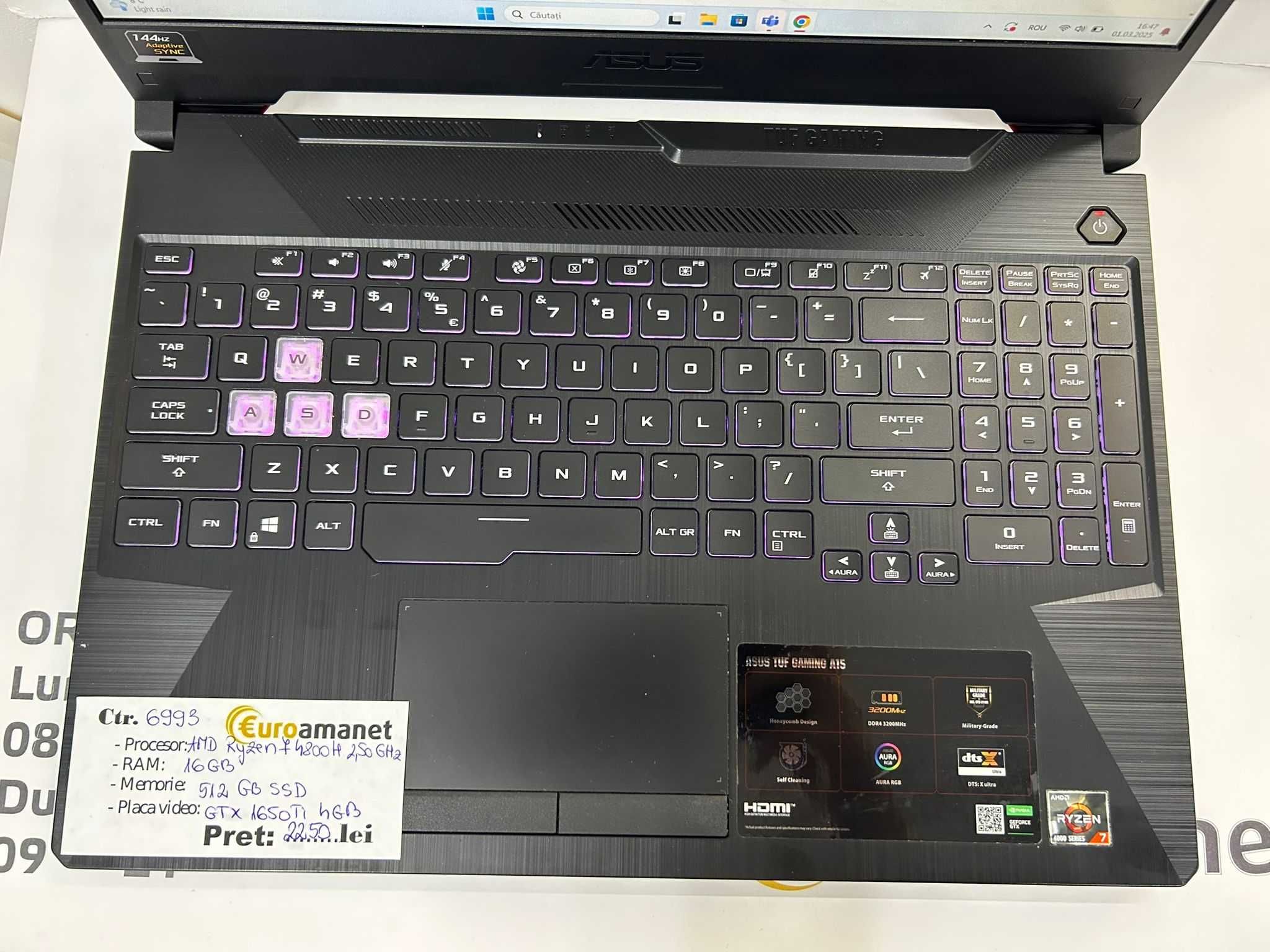 Laptop Gaming ASUS TUF A15 FA506II cu procesor AMD Ryzen(TM) 7 -N-