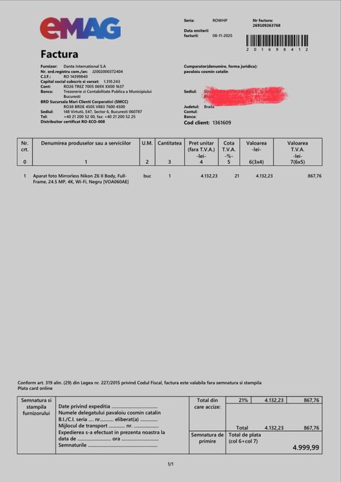 Aparat foto Mirrorless Nikon Z6 || Body , Nou , la cutie , Garantie 24