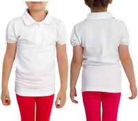 Tricou alb polo, fetiță, 6-7 ani, 116-122 cm