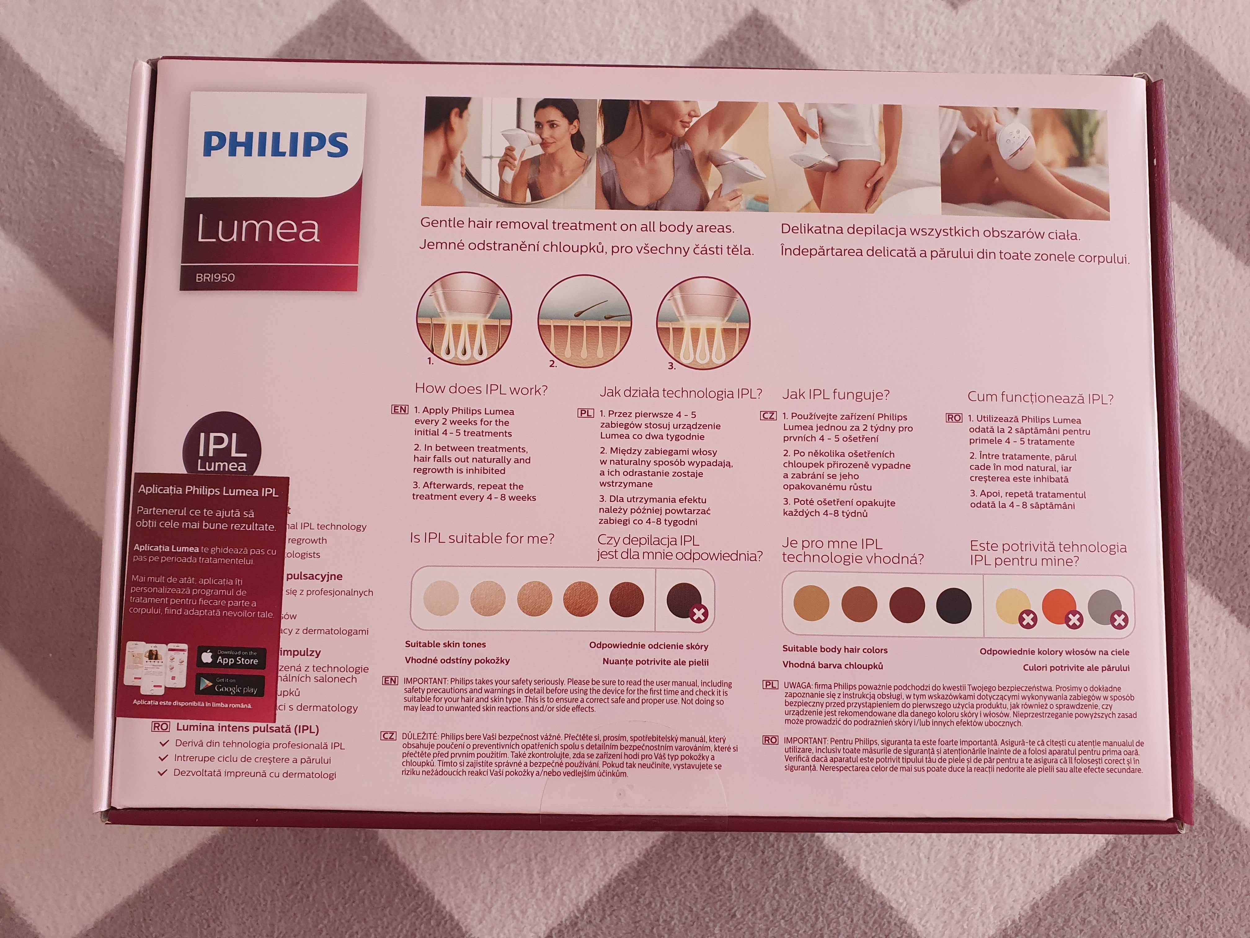 Epilator IPL Philips Lumea Prestige BRI950/00, Senzor Smartskin