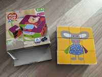 Set puzzle din 9 cuburi din lemn pentru copii 2-4 ani