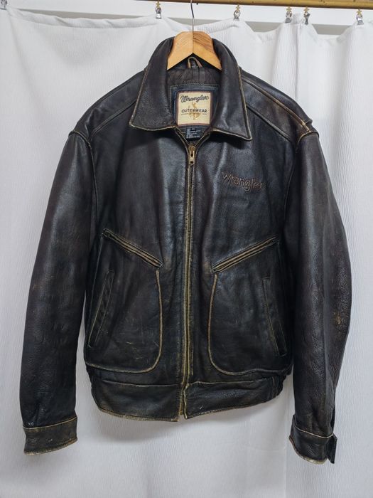 Мъжко Vintage кожено яке от естествена кожа WRANGLER р-р XL