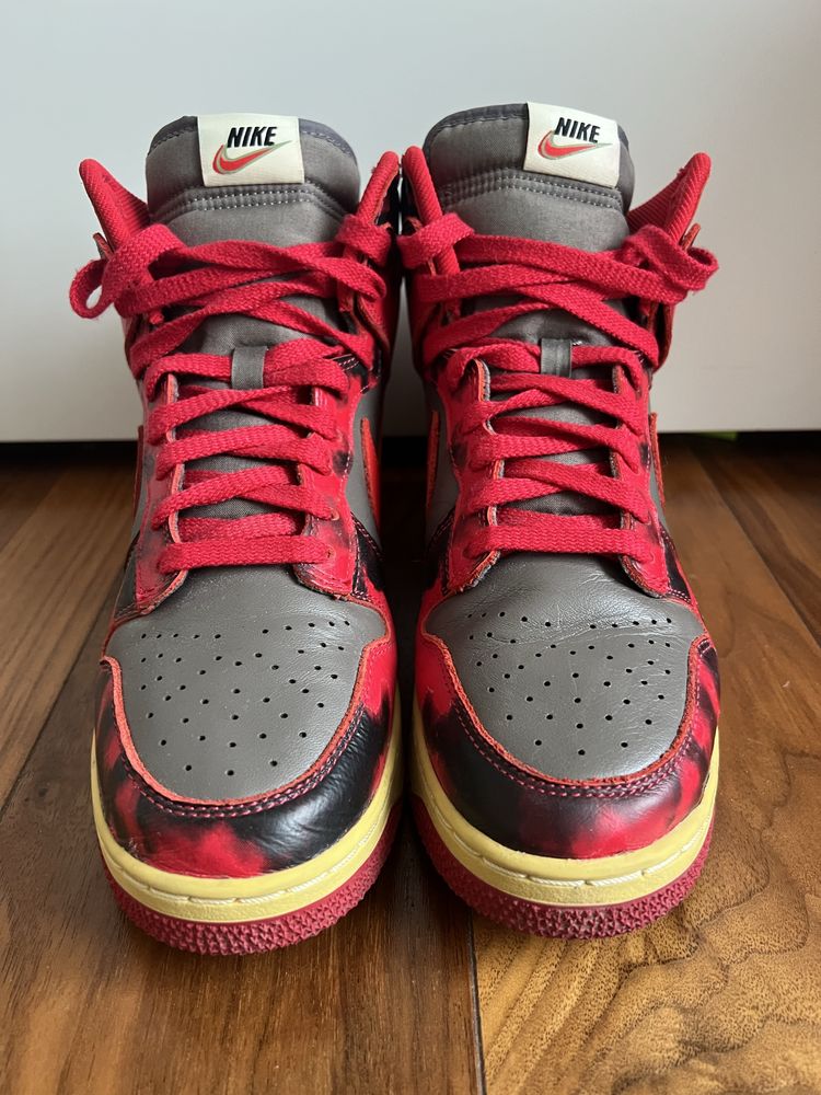 Маратонки- Nike dunk high “Red acid wash 95”