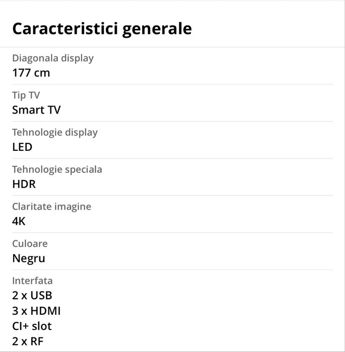 Se vinde TV LG  Smart diagonala 177 cm