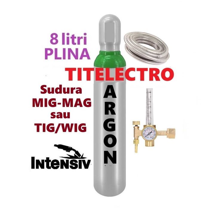 Butelie tub Argon 8 litri PLINA 200 bari + reductor cu rotametru
