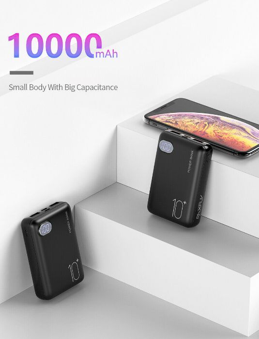 Acumulator telefon 10000 mAh, Bussines! 2 USB, Display, Led. Nou!
