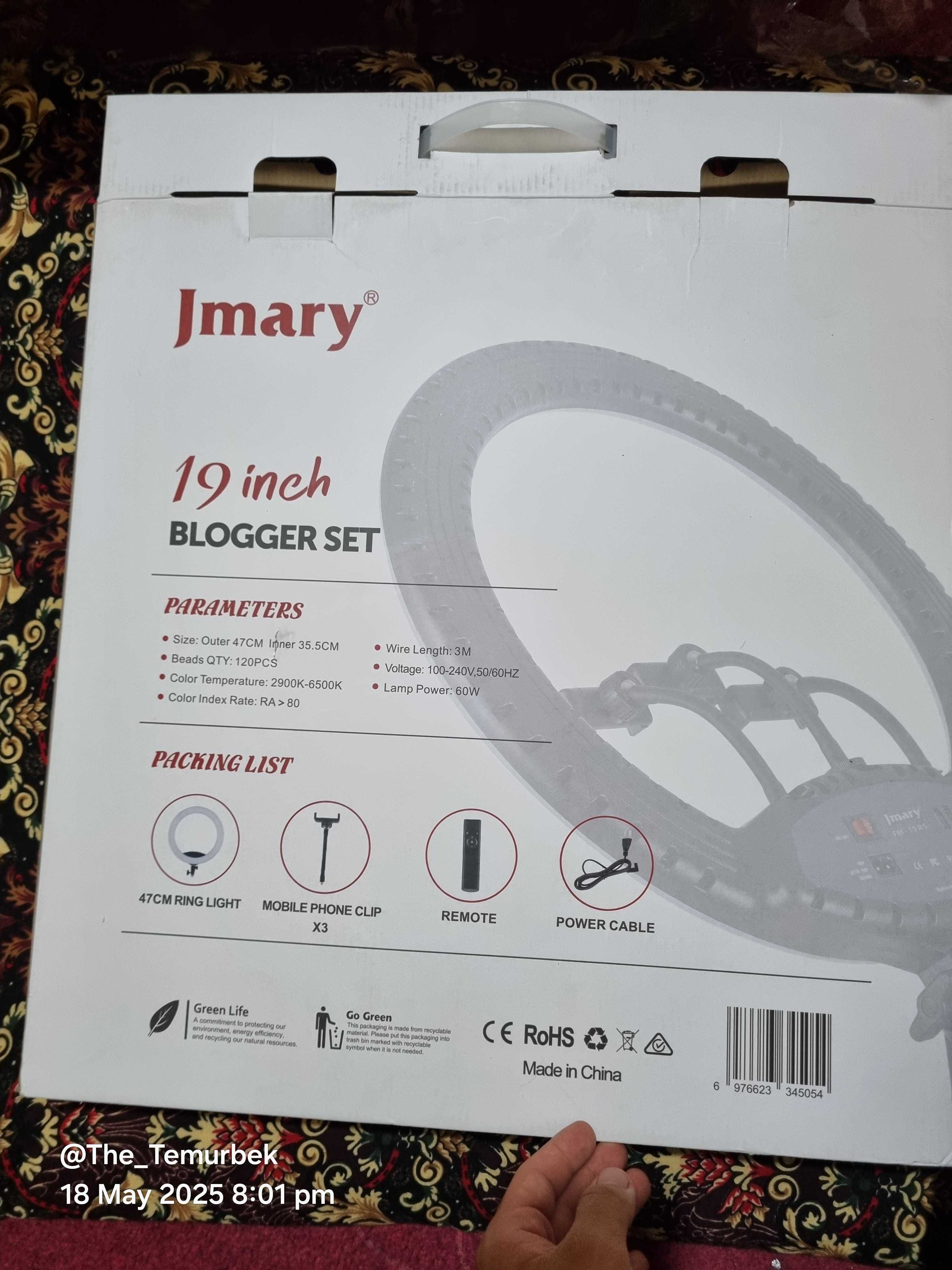 Светодиодный светильник Jmary 43.cM. кольцевой, без штатива