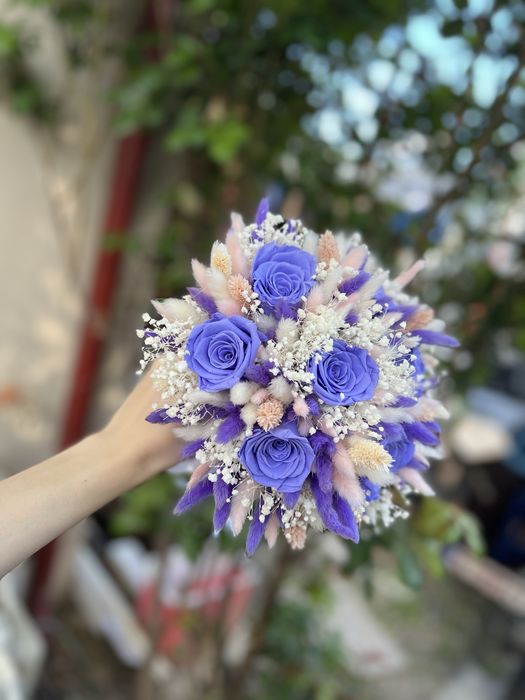 Buchet de cununie, nunta, din flori naturale criogenate