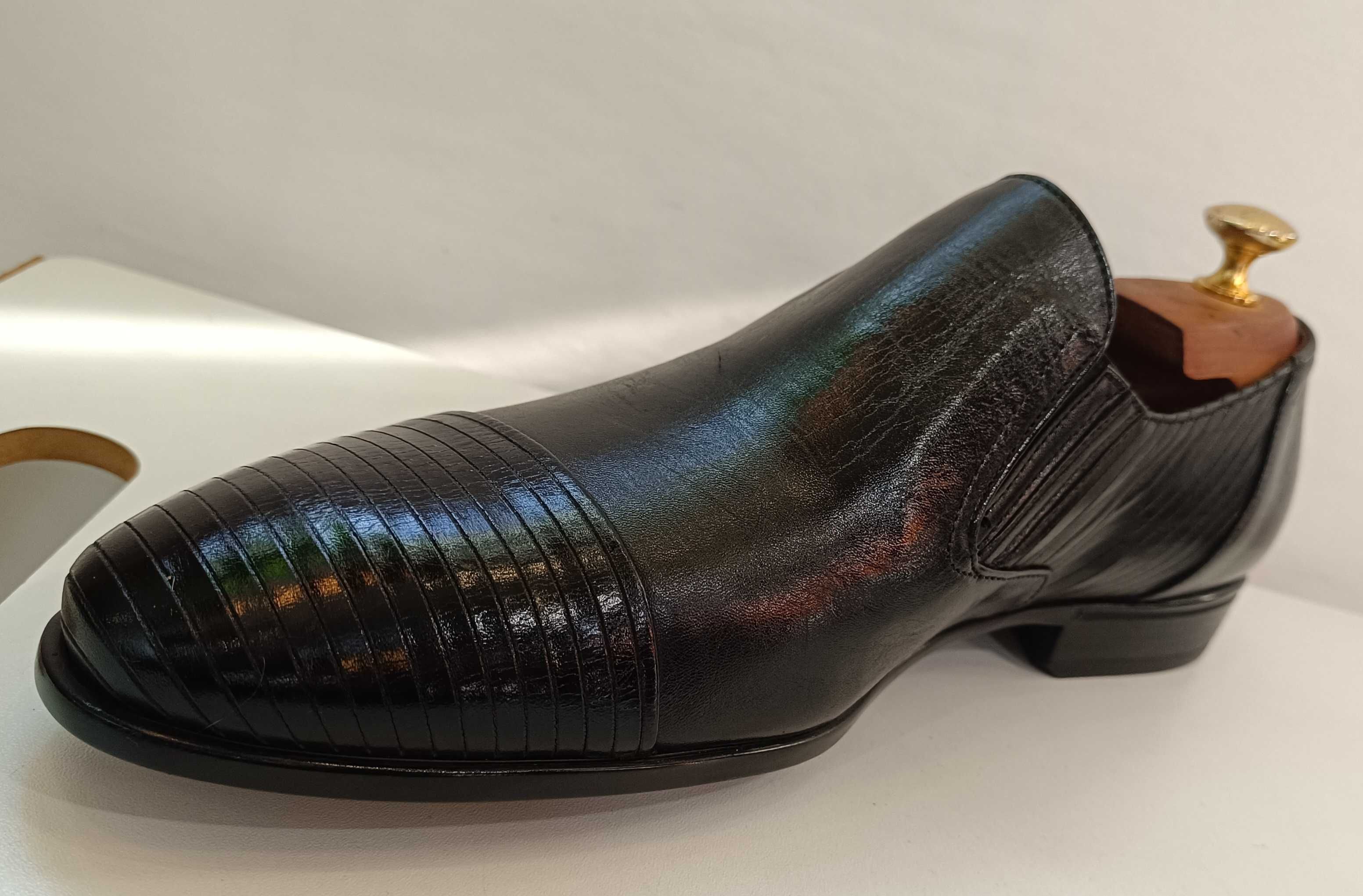 Pantofi loafer 42 42.5 cap toe de lux GREVE NOI piele naturala moale