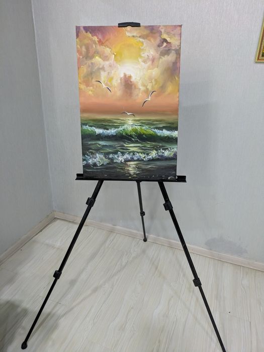 Мольберт для рисования, складной, металлический, черный