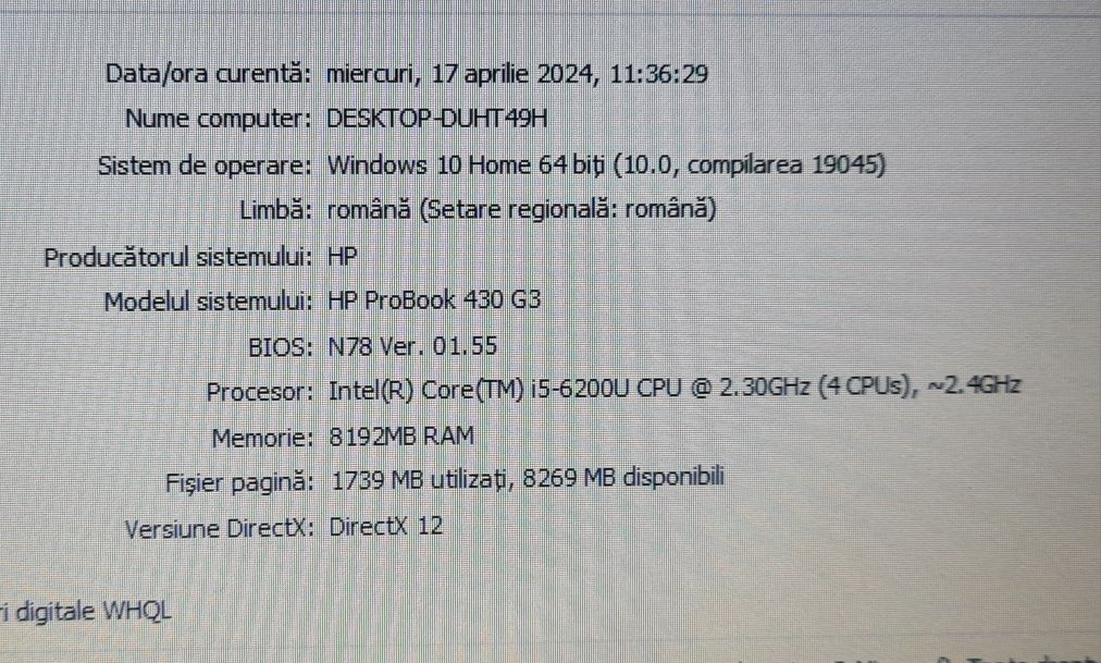 HP Probook 430 G3, i5 6200u, 8 GB DDR4, ssd 128 GB