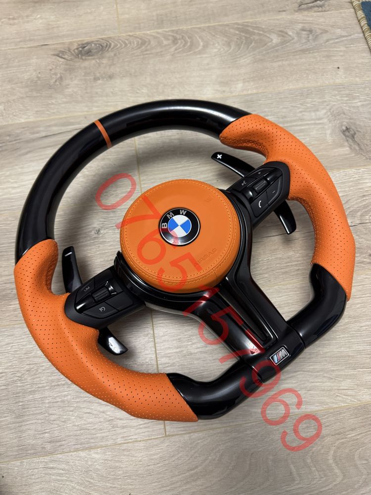 Volan piani black portocaliu custom bmw, nou, F10 f06 f01