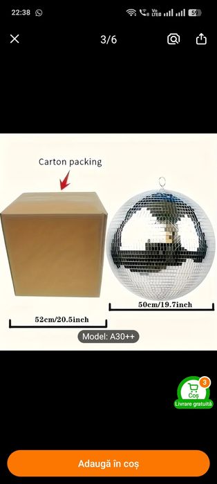 Glob oglinzi 50cm disco retro