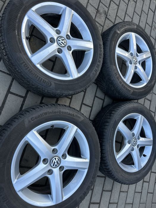 Set jante aliaj pe 16 originale vw cu cauciucuri iarna