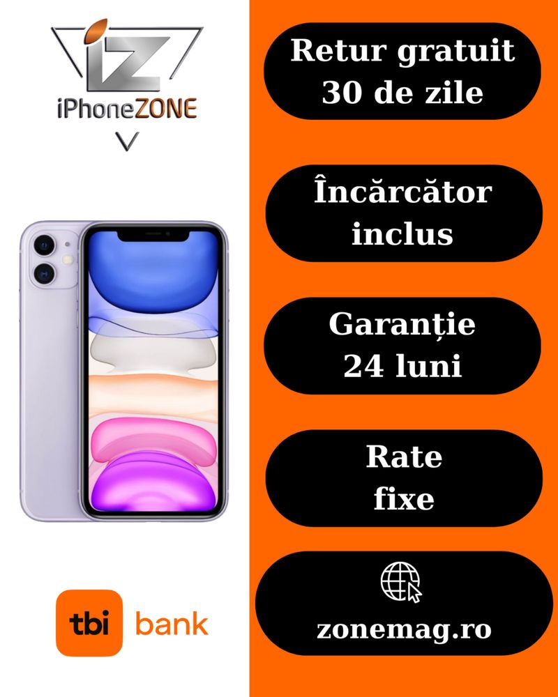 Iphone 11 128GB 100% Grad A Garantie 24 luni - zonemag.ro
